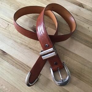 ￼James Reid Ltd Sterling Silver 4 piece Belt Buckle. Vintage. Lizard belt 34.